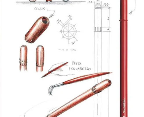 Disegno del progetto della trattopen in rosso